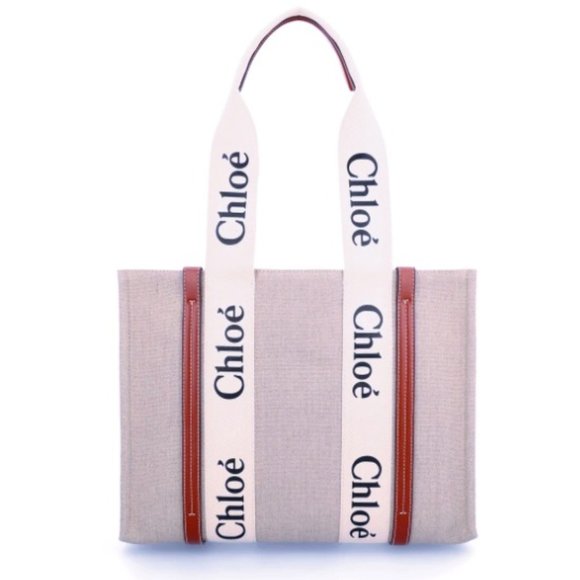 Chloé Woody Medium Canvas Tote EUC - Picture 3 of 13